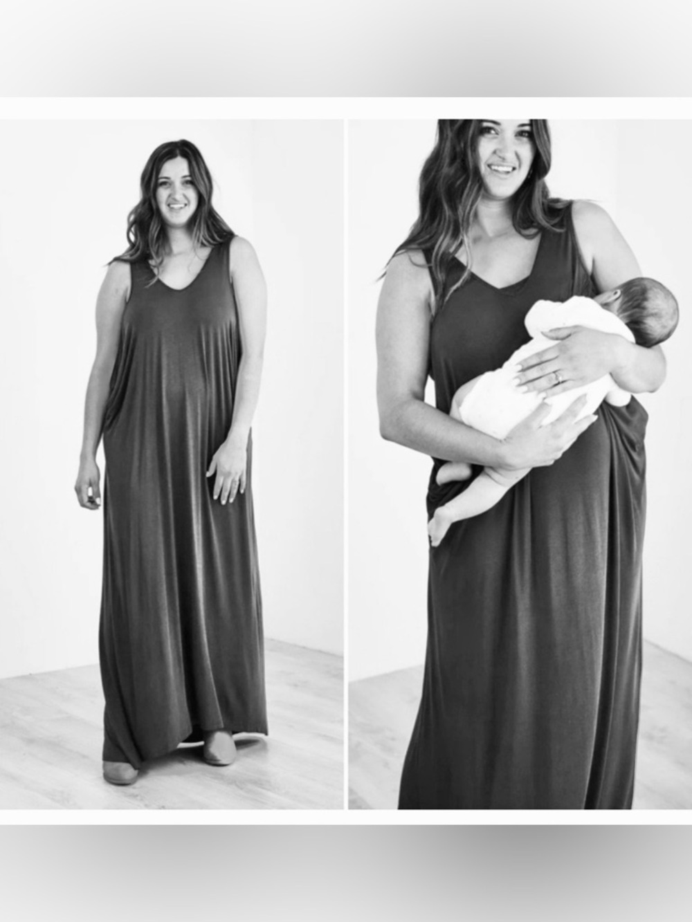 Latched Mama Cocoon Nursing & Maternity Maxi Dress - Dusty Blue - Size L